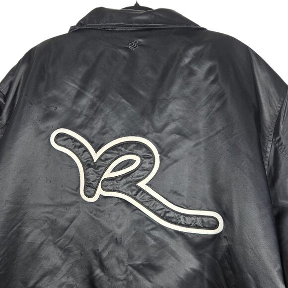 Rocawear Jacket Mens 6XL Black Satin Quilted Bomber Embroidered Big & Tall - Picture 10 of 15